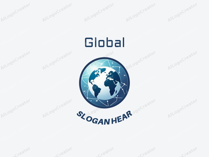 modern design features a stylized earth, interconnected network lines, and data symbols, combined with a clean background.