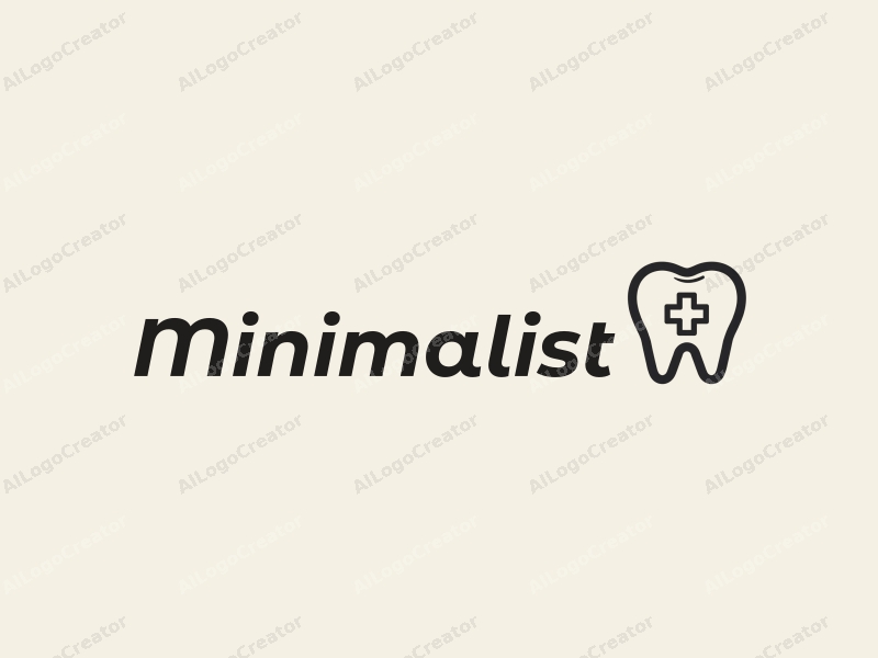 a modern minimalist design featuring a stylized tooth and a cross symbol, combined with a clean background and simple lines.