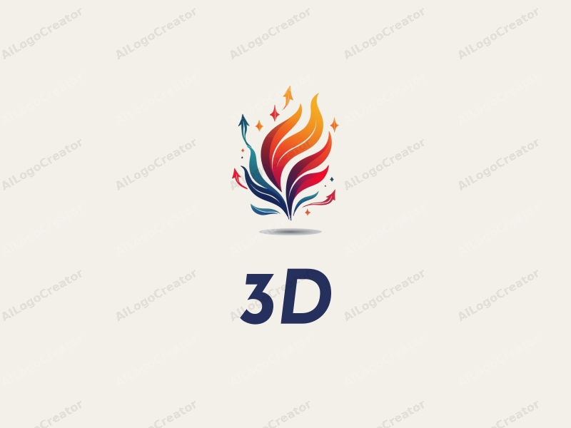 a modern design featuring 3D dynamic elements, colorful flames, and flying arrows, combined with a clean background.