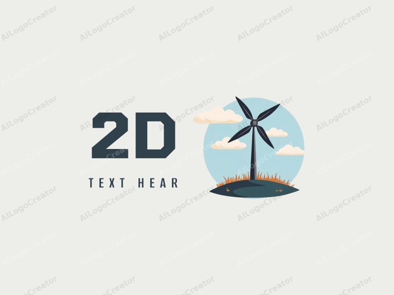 modern design features a stylized wind vane and clouds, combined with a clean background and a flat, two-dimensional approach.