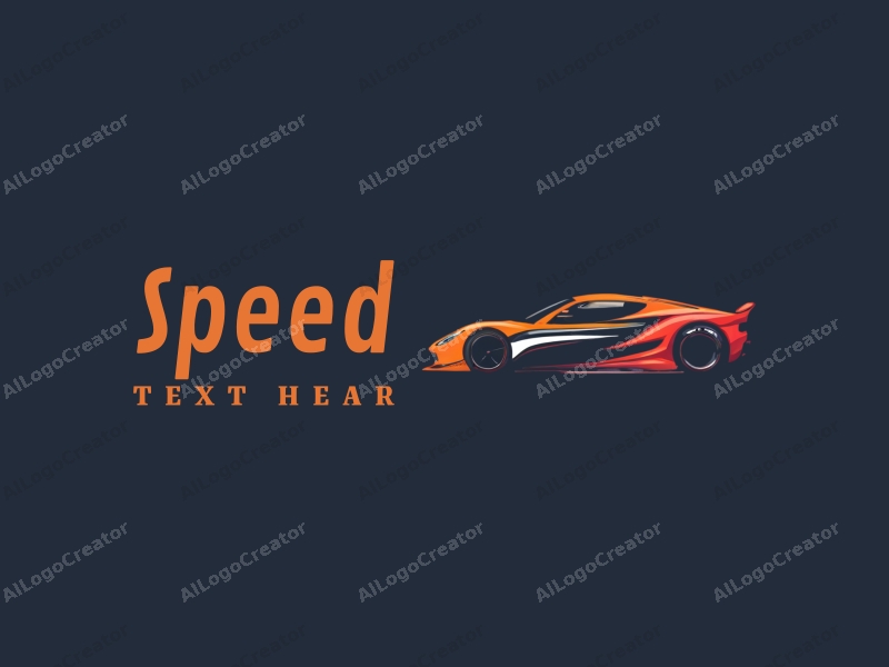 a modern design featuring dynamic lines representing speed, a stylized racing car silhouette, and an abstract engine shape, combined with a clean background.