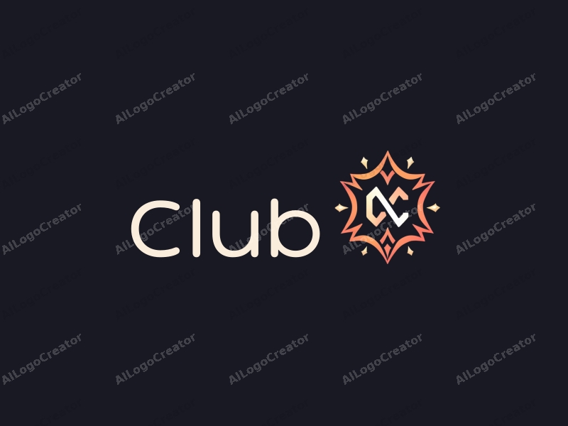 a modern design featuring a stylized club emblem, elements of social interaction, and virtual reality motifs, combined with a clean black background.