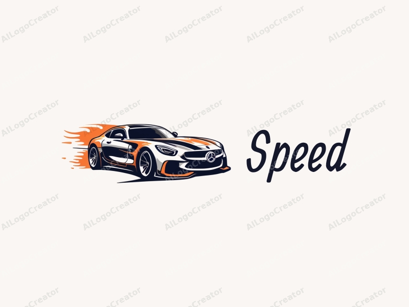 a modern design featuring dynamic lines representing speed, a stylized racing car silhouette, and an abstract engine shape, combined with a clean background.