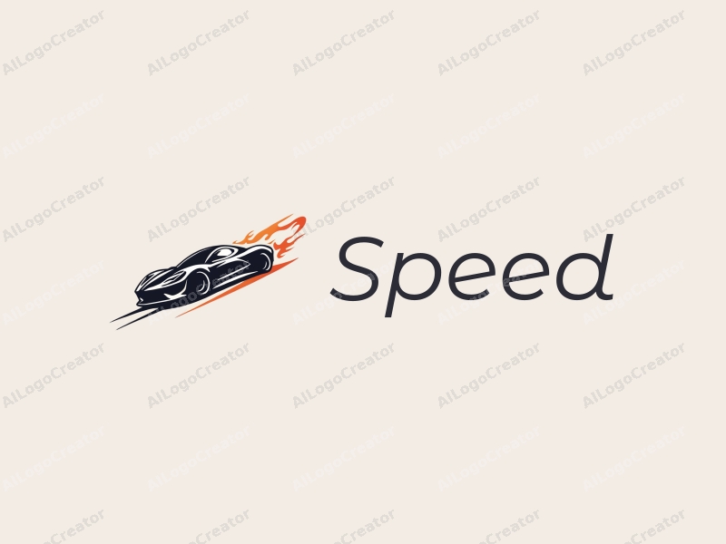 a modern design featuring dynamic lines representing speed and power, an abstract engine silhouette, and a trajectory path, combined with a clean background.