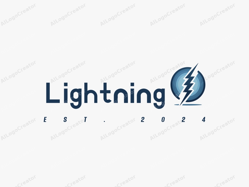 geometric design features a stylized lightning bolt, an electric current motif, and an electric sphere, combined with a clean background.