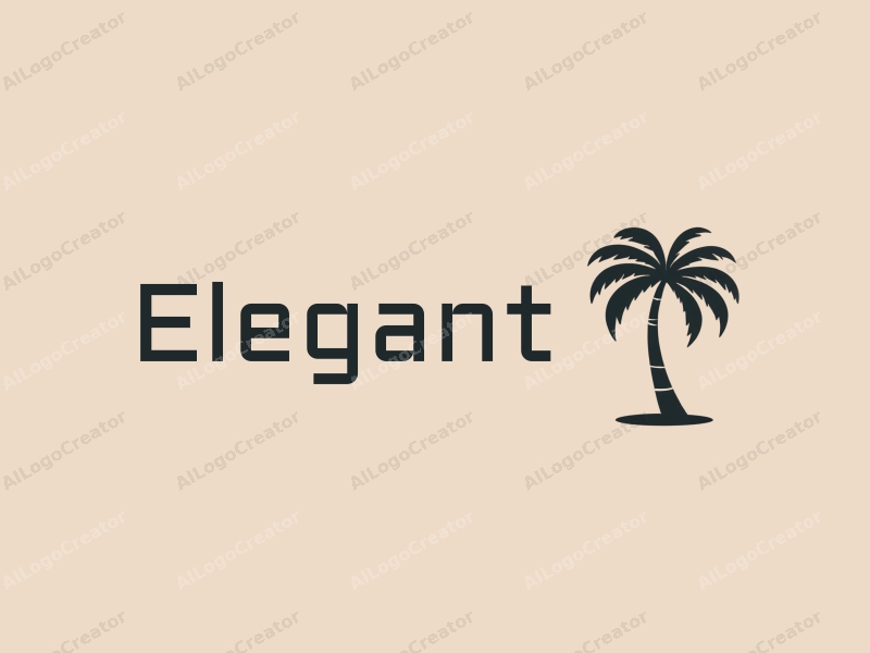 modern design features an elegant coconut tree with clean lines, combined with a minimalist approach and a simple background.