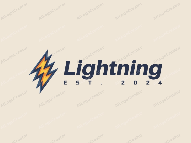 geometric design features a stylized lightning bolt, electric current lines, and a battery shape combined with a clean background.