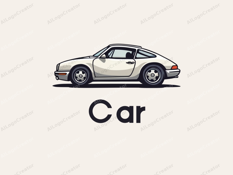 minimalist design features a stylized car silhouette, a tire, and a steering wheel, combined with a clean background.