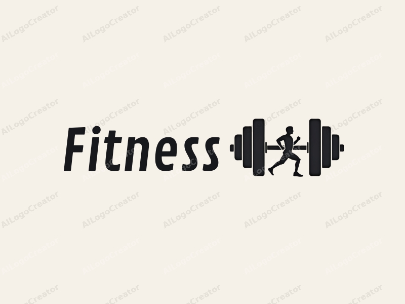 modern design features stylized dumbbells and running figures, combined with a clean background and a harmonious layout.