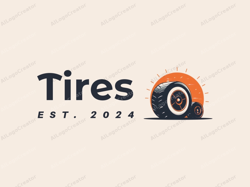 a modern design featuring a stylized tire and car silhouette, combined with a cube element, all presented in a clean and minimalistic layout.