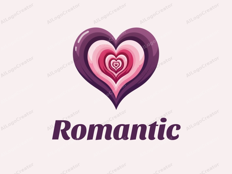 playful design features a stylized rose intertwined with a heart shape, incorporating pink and purple colors, combined with a clean background.