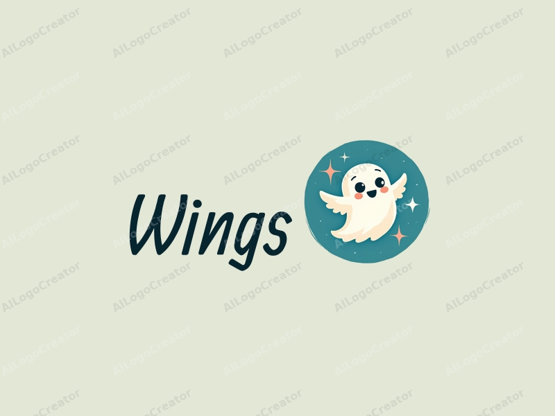 playful design features whimsical wings and a flying ghost with a smiling face, combined with a clean background.