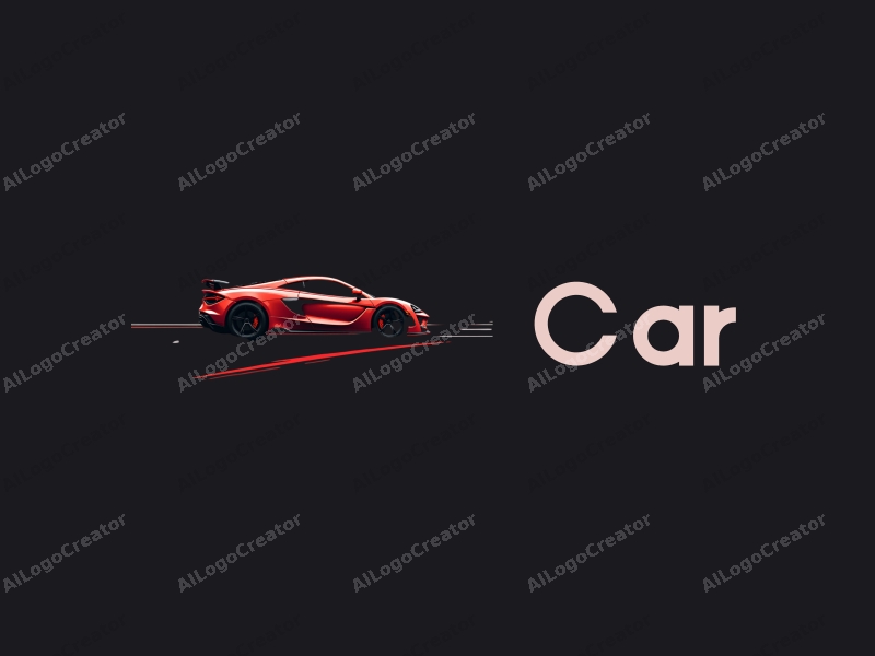 a modern design featuring a sleek sports car silhouette in red and black, with dynamic lines suggesting speed, set against a minimalist racetrack background, emphasizing luxury and motion.