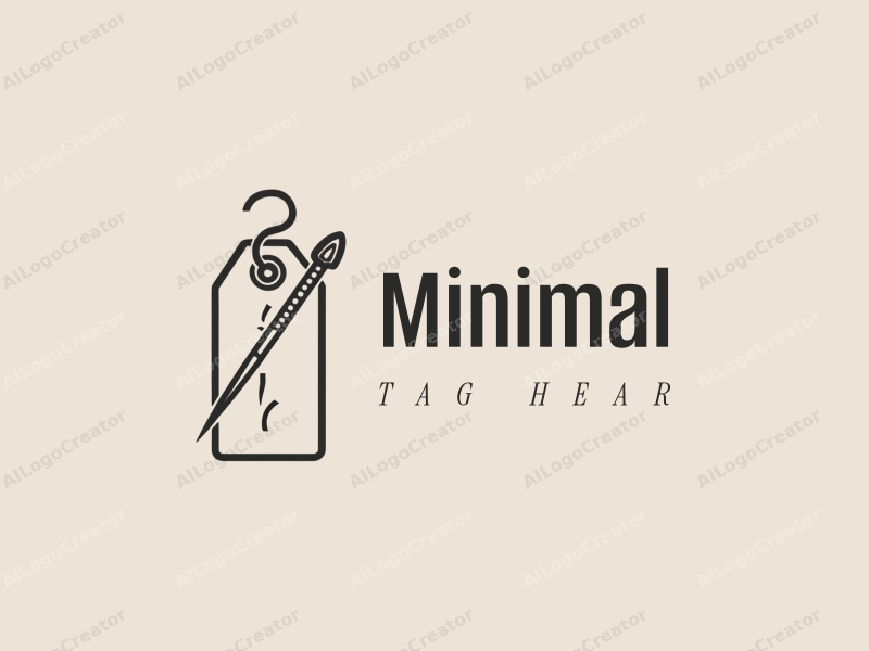 minimalist design features clean lines, a stylized needle and thread, and a tag design approach combined with a simple background.