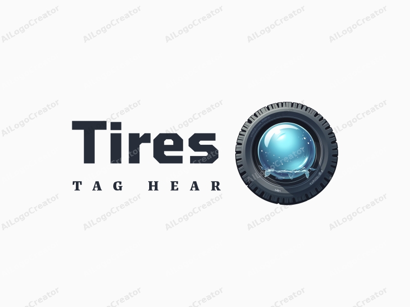 a modern design featuring a stylized tire and crystal ball, combined with a clean background and a minimalist approach.