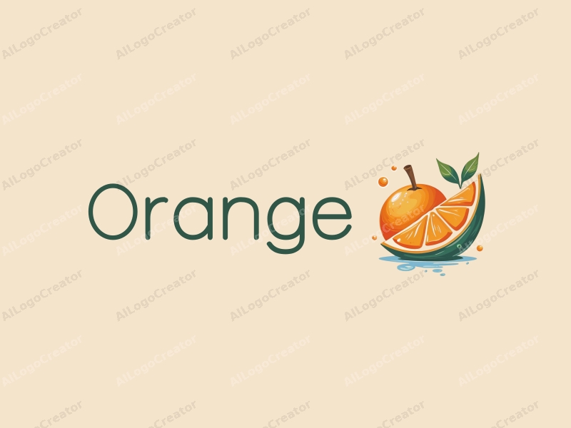 playful design features a stylized orange, splashing juice, and a water slide, combined with a clean background.