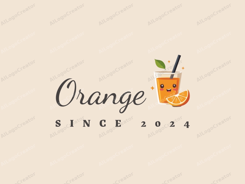 playful design features a vibrant orange, a stylized juice cup, and a cheerful composition combined with a clean background.