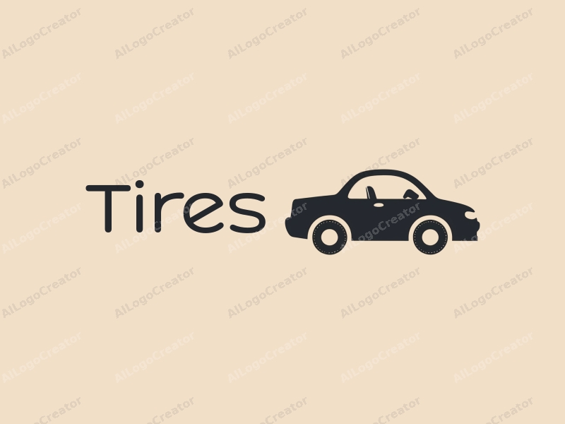 minimalist design features a stylized car silhouette, a tire, and a steering wheel, combined with a clean background.