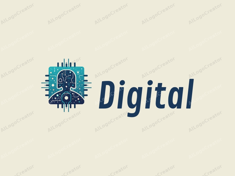 modern design features digital elements, a stylized circuit board, and a robot silhouette combined with a clean background.