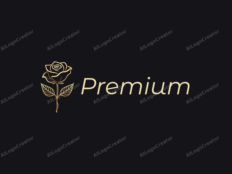 a modern design featuring a golden rose intertwined with a black gemstone, emphasizing luxury and high quality, set against a clean background.