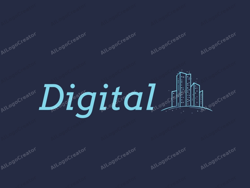 minimalist design features a stylized office building silhouette, digital network lines, and a modern approach combined with a clean background.