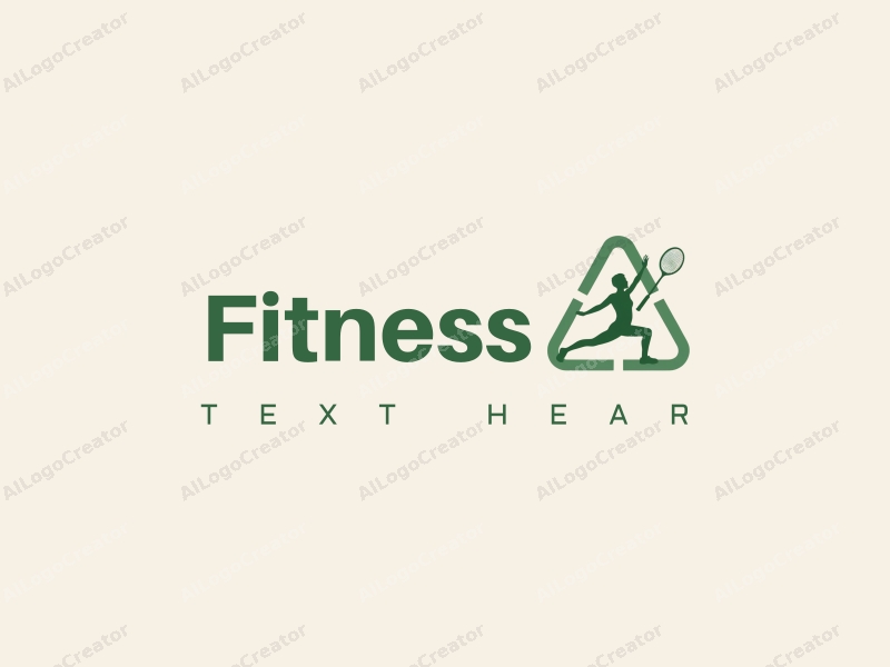 a modern minimalist design featuring fitness elements like a stylized badminton racket and a yoga pose silhouette, combined with a clean background in green and white colors.