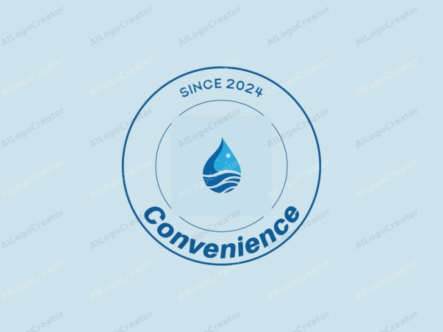 a modern design featuring a stylized water droplet and wave, emphasizing convenience and practicality, combined with a clean background.