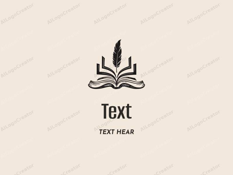 modern design features elegant typography, a stylized book, and a feather, combined with a clean background.