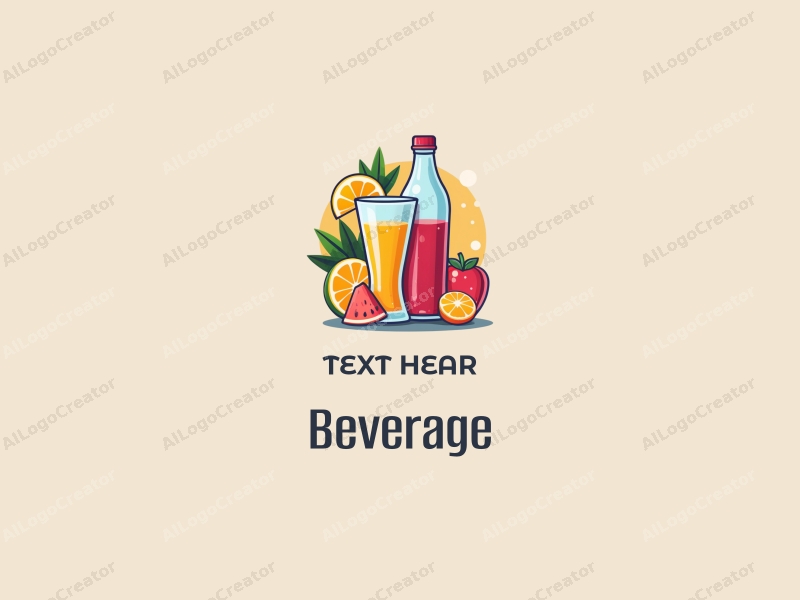 a modern design featuring vibrant juice and sparkling water elements, incorporating a playful and colorful approach combined with a clean background.