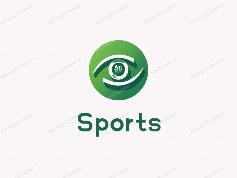 a modern minimalist design featuring dynamic sports and fitness elements, incorporating an eye and spherical shapes, combined with a clean green background.