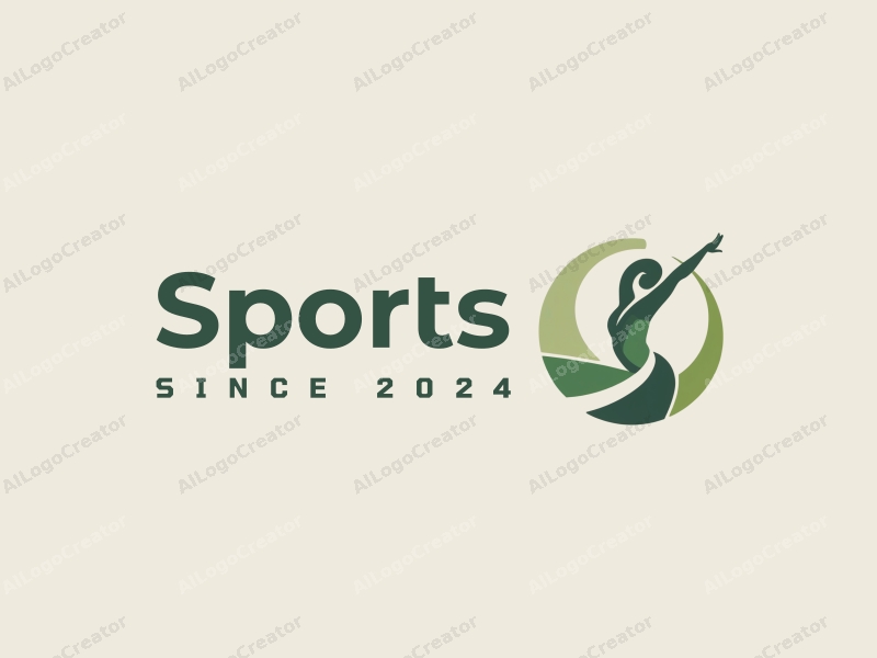 modern design features dynamic shapes representing sports and fitness, a stylized yoga pose symbolizing determination, combined with a clean background in green tones.