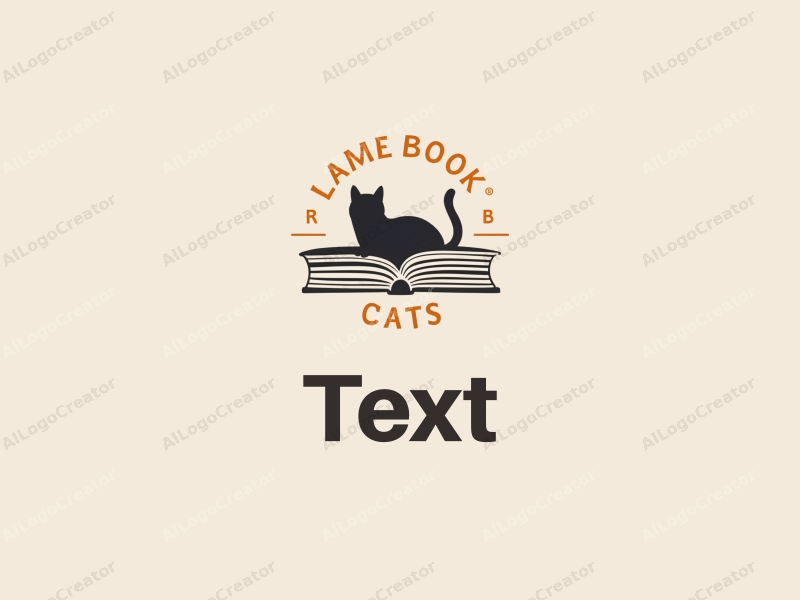 modern design features stylized text and font, a minimalist representation of books, and a sleek cat silhouette combined with a clean background.