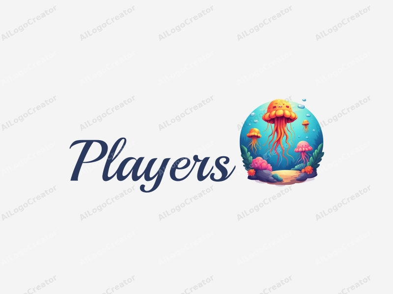 playful design features a vibrant ocean scene with stylized jellyfish and game characters interacting, using a colorful palette and a clean background.