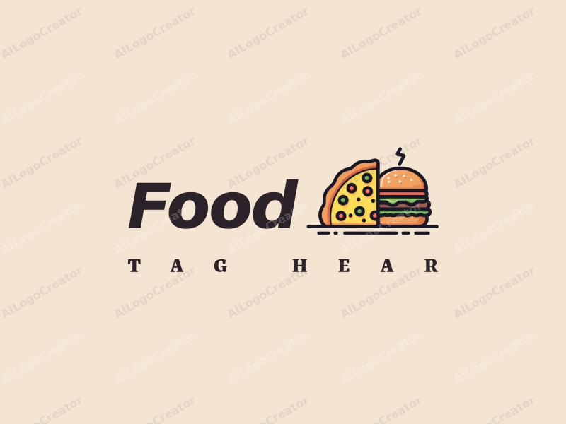 a modern design featuring a vibrant and colorful representation of a pizza and a burger, combined with a clean background and a harmonious layout.