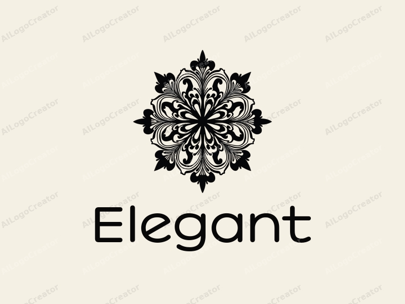 a modern minimalist design featuring elegant and refined elements, incorporating Rorschach patterns and floral motifs, combined with a clean black background.