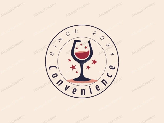 a modern design featuring a stylized wine glass intertwined with stars, emphasizing convenience and practicality, combined with a clean background.