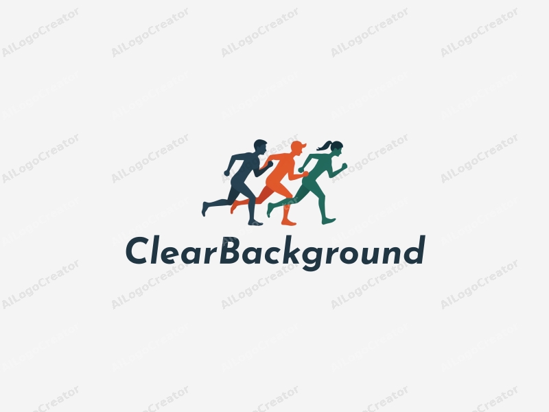 minimalist design features dynamic running figures, a stylized representation of movement, and a modern approach combined with a clean, transparent background.