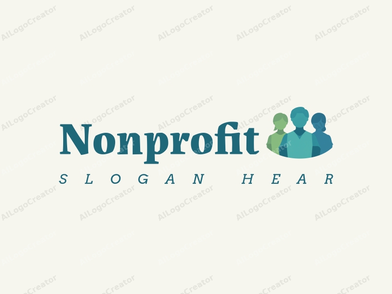 a modern minimalist design featuring stylized figures of volunteers and nurses, symbolizing care and charity, combined with a clean background in blue and green tones.