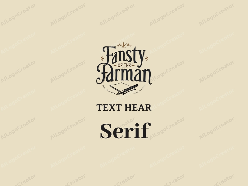 vintage design features elegant serif fonts, a stylized fountain pen, and a sheet of paper, combined with a clean background.