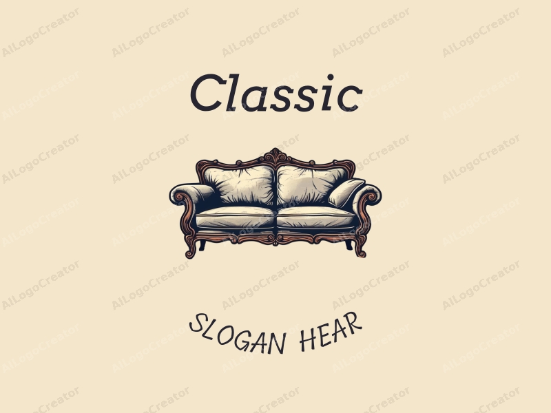 vintage design features classic furniture silhouettes, traditional patterns, and retro textures combined with a clean background.