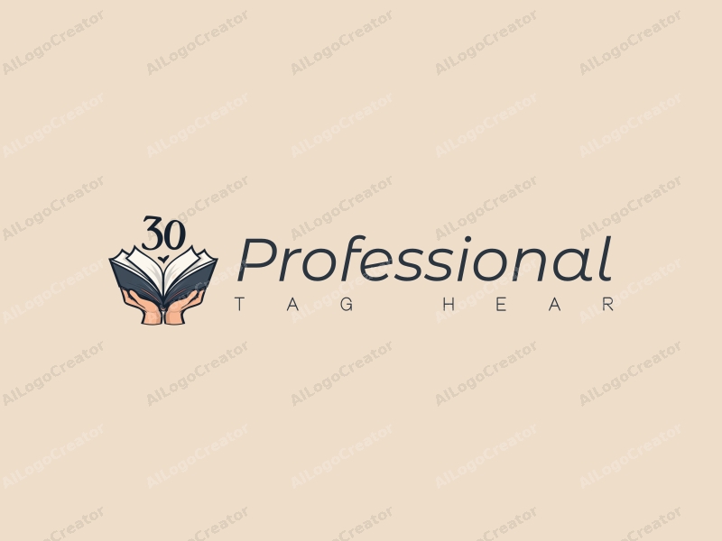 a modern design featuring a stylized hand holding an open book, incorporating professional and certification themes, with a clean background and harmonious composition.