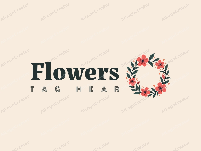 playful design features vibrant flowers and petals arranged in a circular wreath, complemented by playful leaves, all set against a clean background.