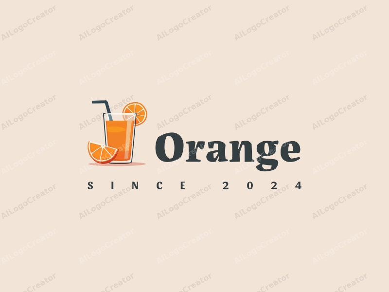 playful design features a stylized orange and a juice glass, combined with a clean background and a vibrant orange color scheme.