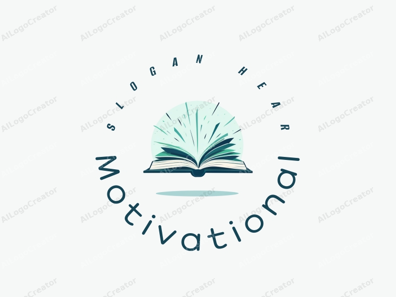 a modern design featuring stylized books and light elements, symbolizing motivation and inspiration, combined with a clean background in blue and green tones.