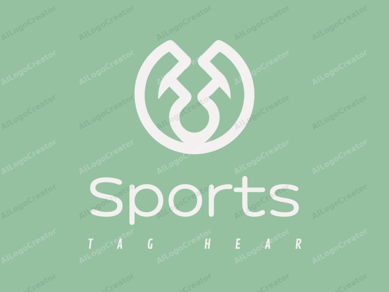 a modern minimalist design featuring dynamic shapes representing sports and fitness, incorporating elements of strength and vitality, with a clean green and white color palette.