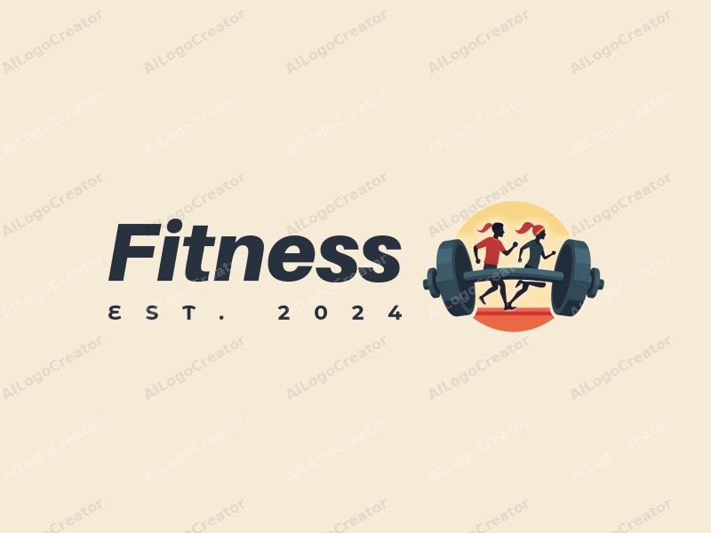 modern design features stylized dumbbells and running figures, combined with a clean background and a harmonious layout.