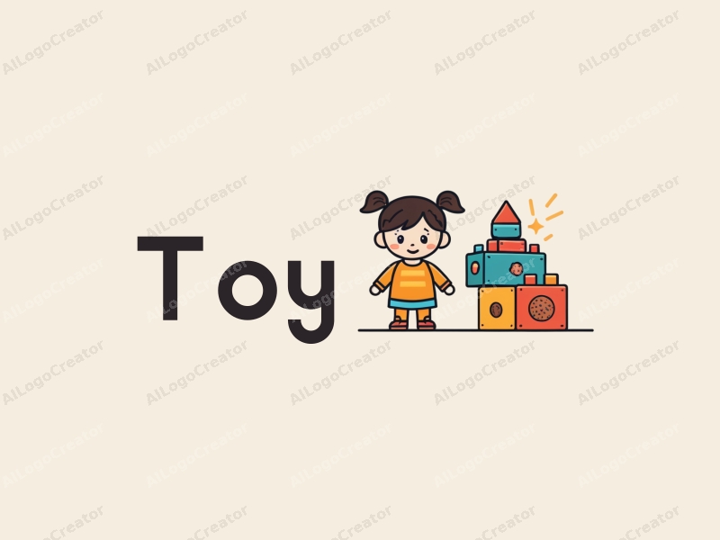 playful design features colorful building blocks, a stylized doll silhouette, and a puzzle motif combined with a clean background.