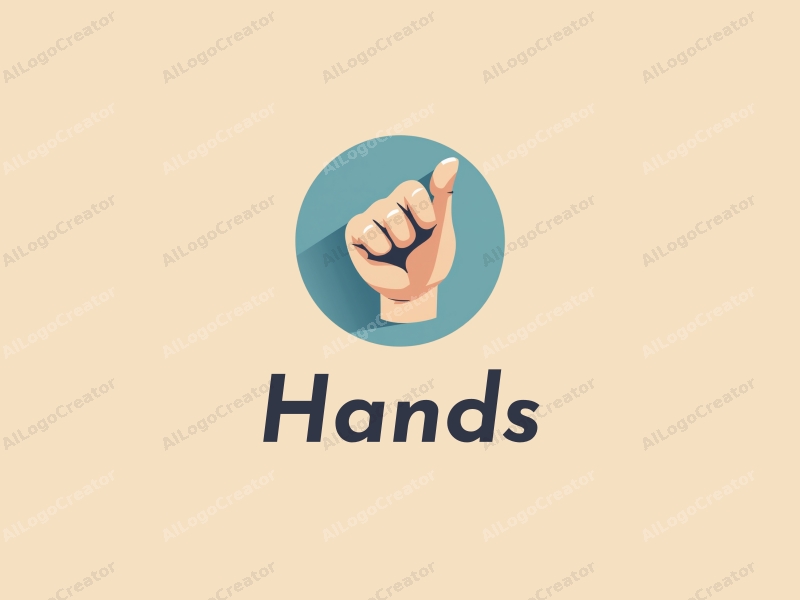 a modern minimalist design featuring a stylized hand gripping an abstract representation of movement and health, combined with a clean background in skin tone and blue colors.