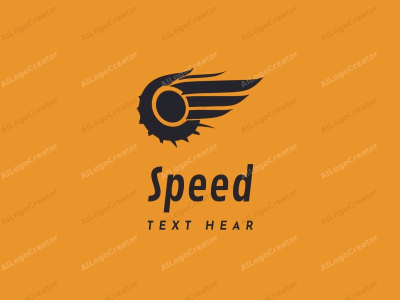 modern design features dynamic lines representing speed, a stylized engine silhouette, and a racing theme combined with a clean background.