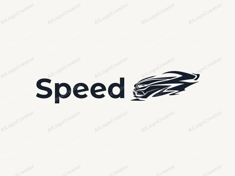 a modern design featuring dynamic lines representing speed, a stylized racing car silhouette, and an abstract engine shape, combined with a clean background.